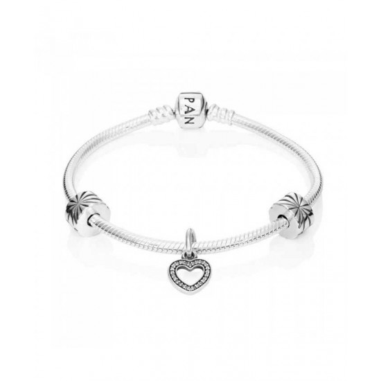Pandora Bracelet-Sparkling Heart Complete Jewelry UK Sale Buy