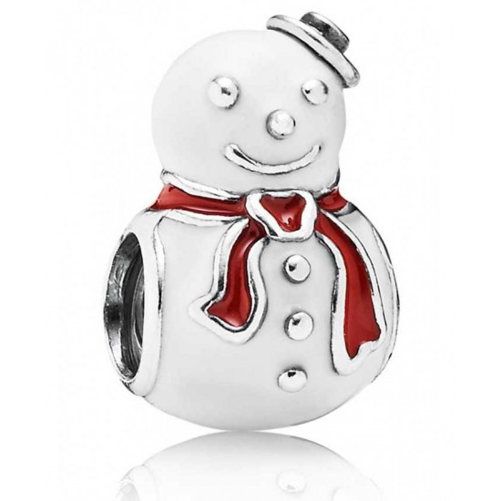 Pandora Charm-Silver Enamel Snowman Jewelry UK Sale