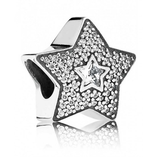 Pandora Charm-Silver Pave Wishing Star Jewelry UK Sale
