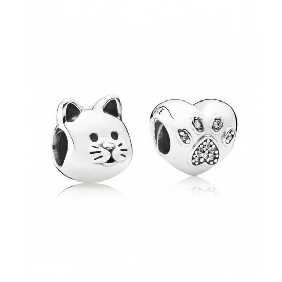 Pandora Charm-Silver I Love My Cat Jewelry UK Sale