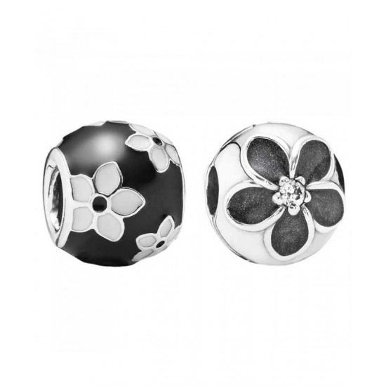 Pandora Charm-Monochrome Floral Jewelry UK Sale