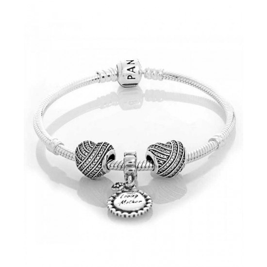 Pandora Bracelet-Silver Love Lines Complete Jewelry UK Sale