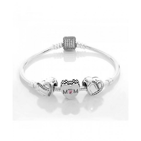Pandora Bracelet-Silver Mothers Love Complete Jewelry UK Sale