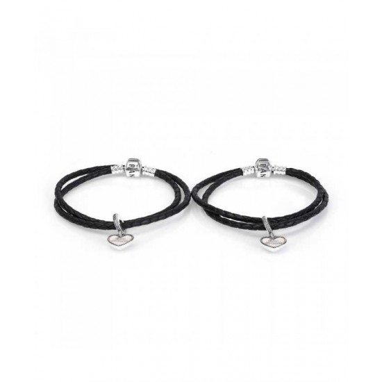 Pandora Bracelet-Best Friends Double Leather Complete Jewelry UK Sale