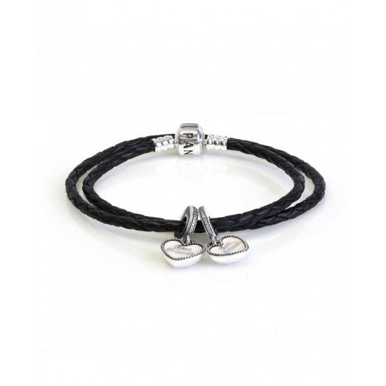 Pandora Bracelet-Best Friends Double Leather Complete