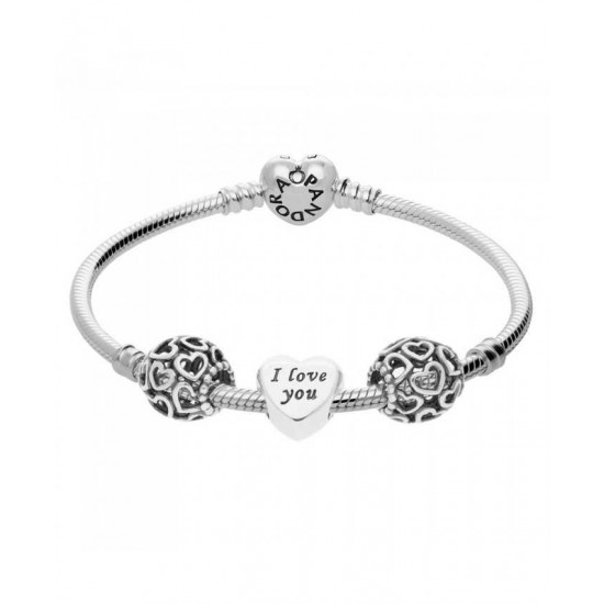 Pandora Bracelet-I Love You Complete Jewelry UK Sale