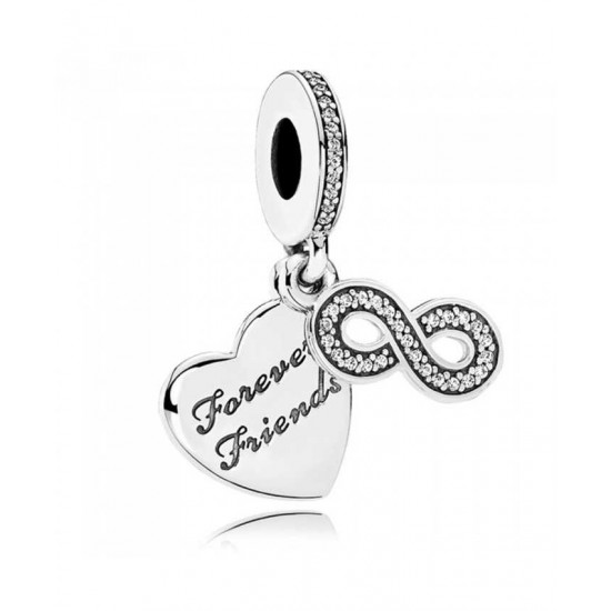 Pandora Charm-Silver Forever Friends Dropper Jewelry UK Sale