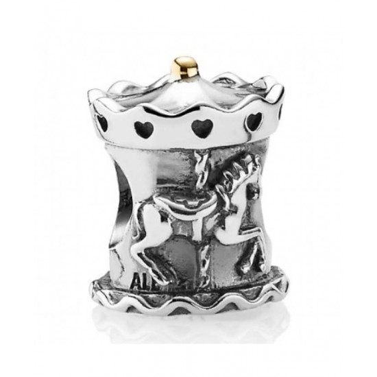 Pandora Charm-Silver 14ct Gold Carousel Bead