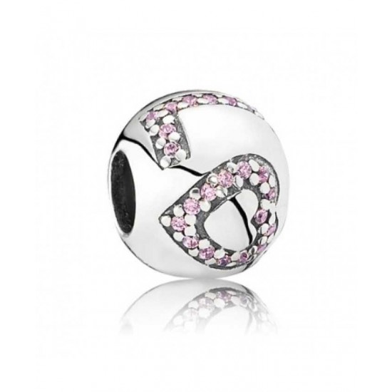Pandora Charm-Silver Pink Cz Love Bead
