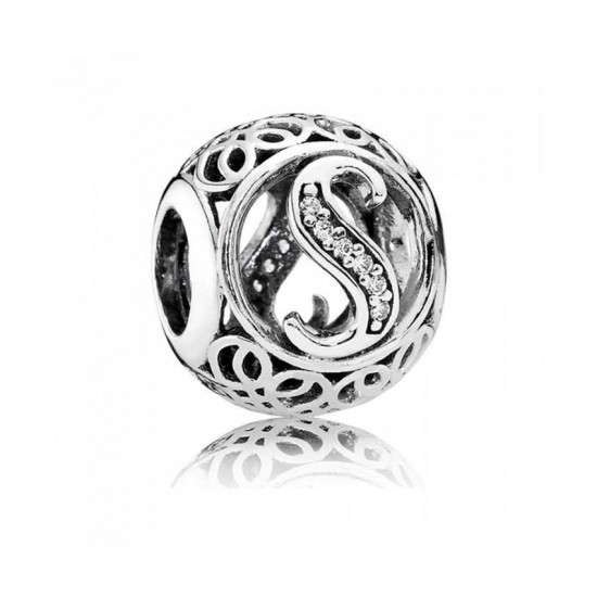Pandora Charm-Silver Cubic Zirconia Vintage S Swirl