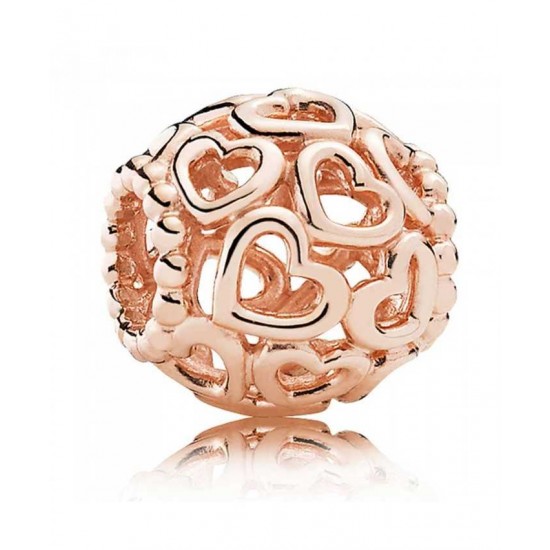 Pandora Charm-Rose Open Your Heart Jewelry UK Sale