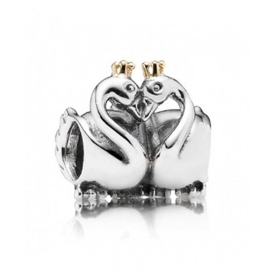 Pandora Charm-Silver 14ct Gold Swan Embrace