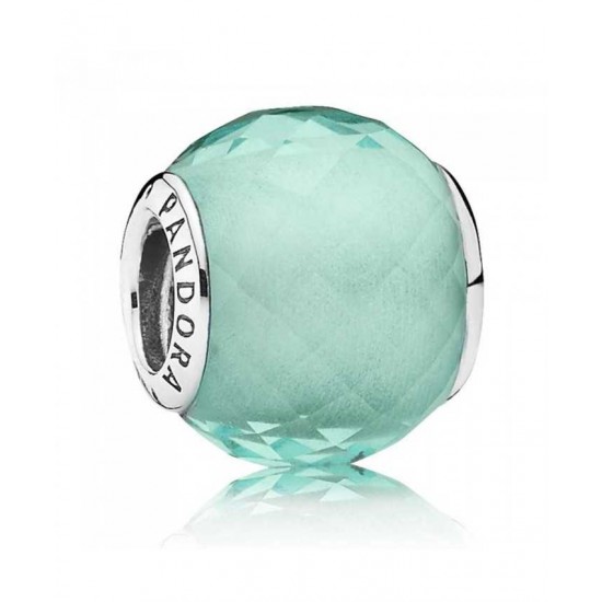 Pandora Charm-Silver Faceted Synthetic Green Quartz