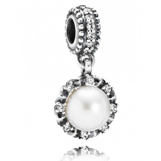 Pandora Charm-Silver Sparkling Pearl Pendant