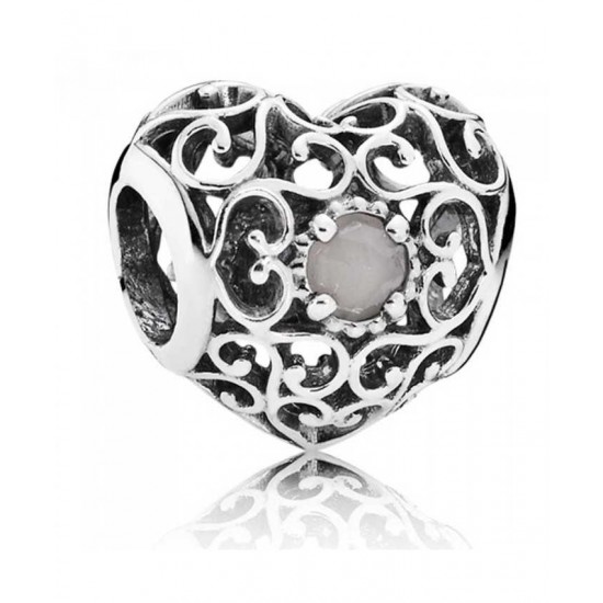 Pandora Charm-Silver June Birthstone Signature Heart