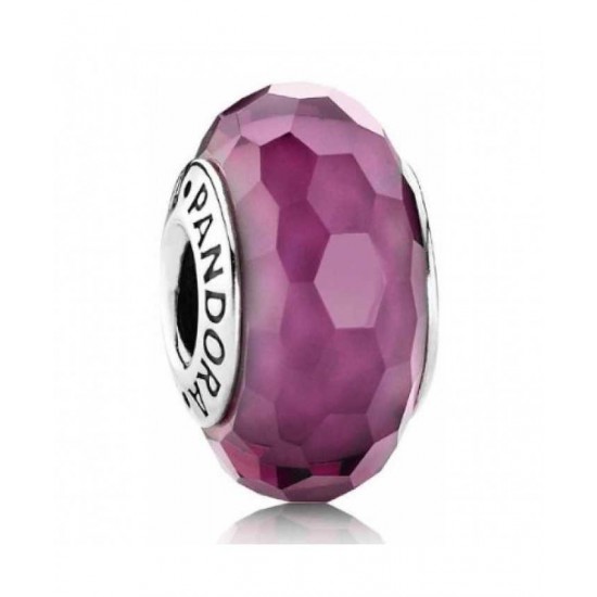 Pandora Bead-Sterling Silver Purple Faceted Murano Glass