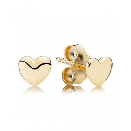 Pandora Earring-14ct Plain Heart Stud Jewelry UK Sale