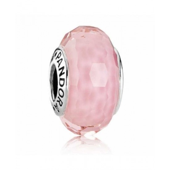 Pandora Bead-Sterling Silver Pink Faceted Murano Glass