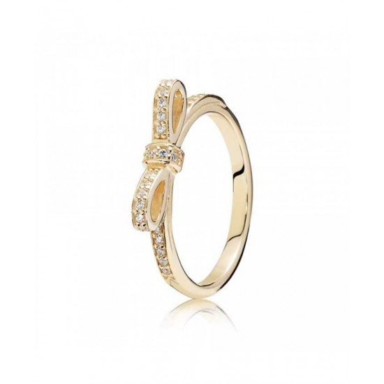 Pandora Ring-14ct Gold Delicate Bow Jewelry UK Sale