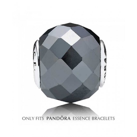 Pandora Charm-Essence Silver Synthetic Hematite Courage Bead