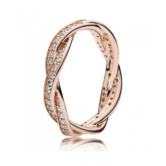 Pandora Ring-Rose Twist Of Fate Cubic Zirconia Jewelry UK Sale