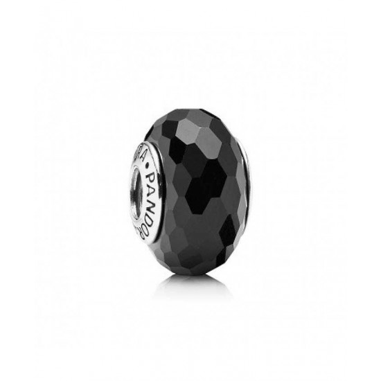 Pandora Bead-Sterling Silver Black Faceted Murano Glass