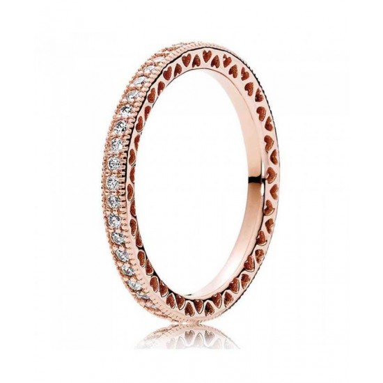 Pandora Ring-Rose Hearts Of Cubic Zirconia Eternity Jewelry UK Sale
