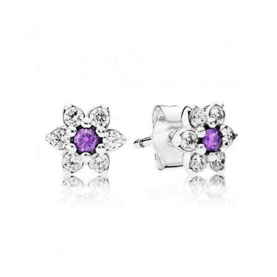 Pandora Earring-Silver Cubic Zirconia Forget Me Not Stud
