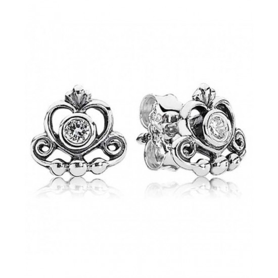 Pandora Earring-Silver Cubic Zirconia Romance Stud