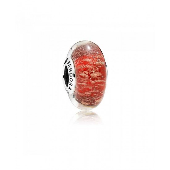 Pandora Charm-Red Twinkle Glass Murano