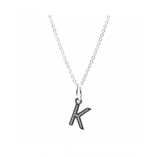Pandora Necklace-Sparkling Alphabet K