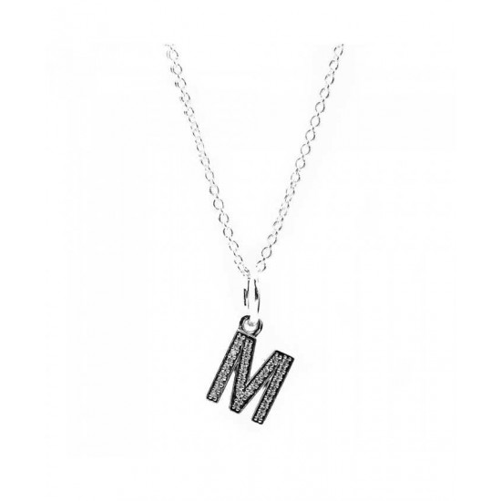 Pandora Necklace-Sparkling Alphabet M