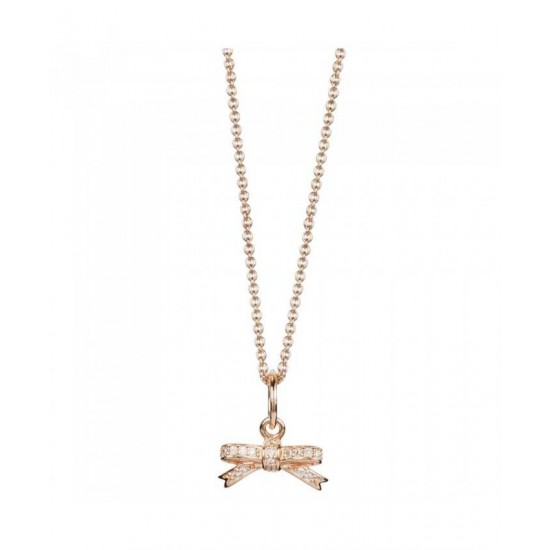 Pandora Necklace-Rose Sparkling Bow Online Jewelry UK Sale