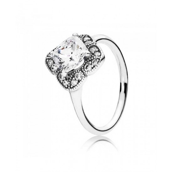 Pandora Ring-Silver Crystallised Floral Fancy Cubic Zirconia Jewelry UK Sale